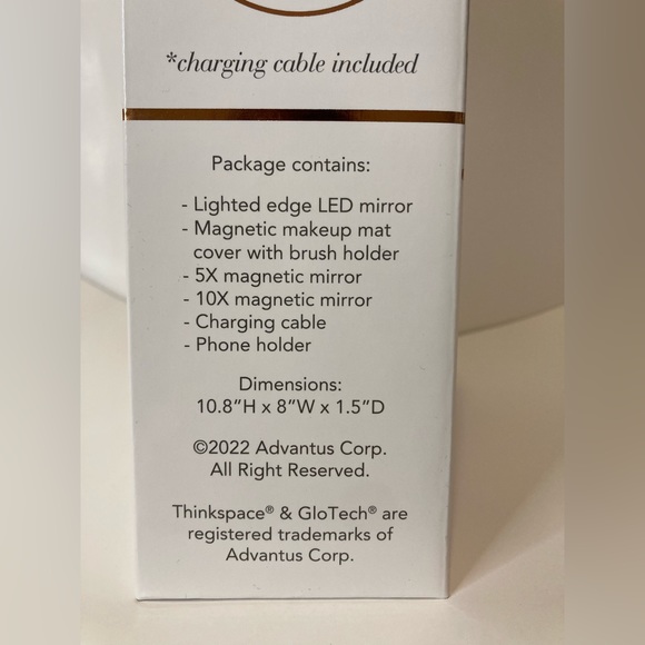 GloTech Portable Beauty LED Travel Mirror with Makeup Mat Cover Touch Sensor - Picture 3 of 7